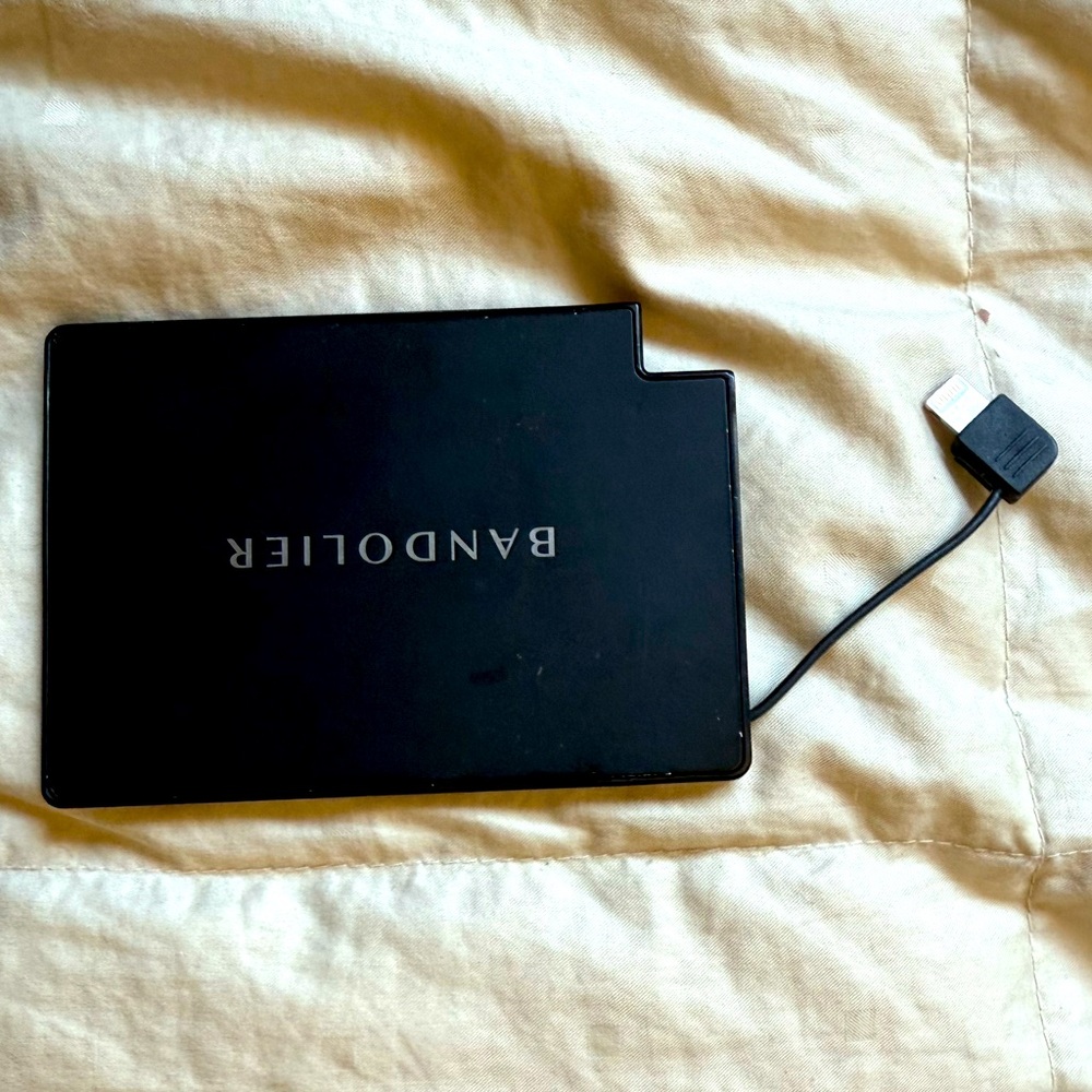 Bandolier brand slim phone charger for phones that use a micro USB